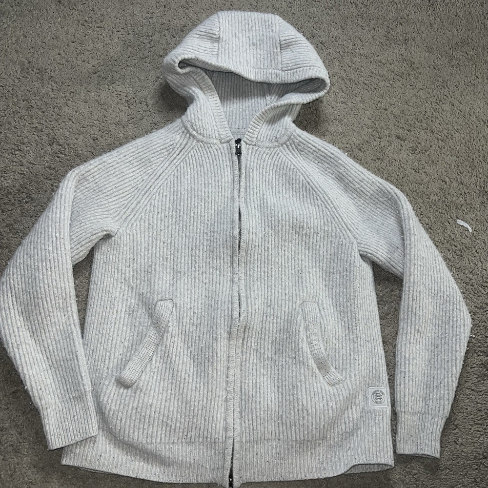 Reigning Champ Full Zip Textured Wool Hoodie Gray Medium